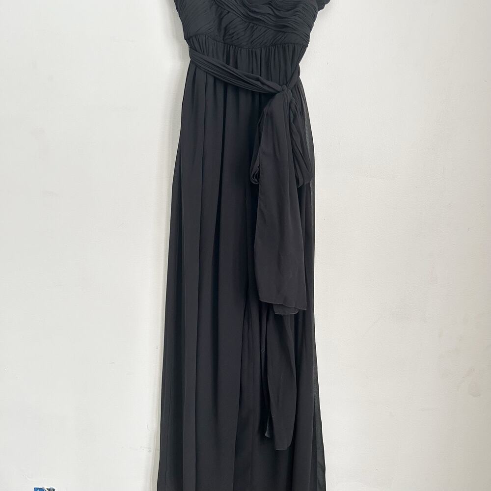 Mac Duggal Sleeveless Ruched Tie Wide Leg Jumpsuit Black Size S - Picture 3 of 7